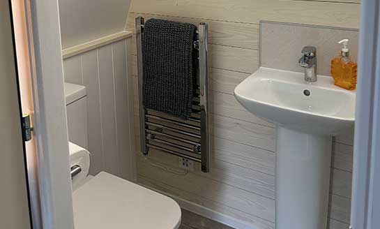 Glamping pod bathroom