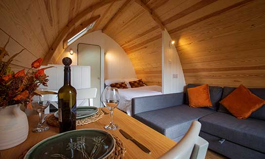 Glamping pod interior