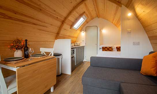 Glamping pod interior